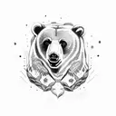 bears and cubs in forest tattoo design idea