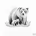 bears and cubs in forest tattoo design idea