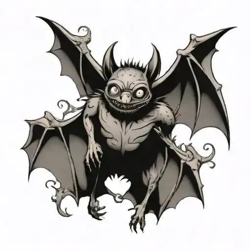 Luffy devil fruit bat with branch tattoo design idea