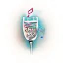 A wine glass filled with musical notes instead of wine tattoo design idea