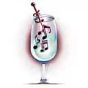 A wine glass filled with musical notes instead of wine tattoo design idea