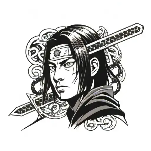 Itachi uchiha with sword tattoo design idea