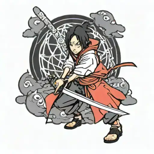 Itachi uchiha with sword tattoo design idea