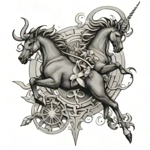 Sagittarius & Capricorn zodiac sign tattoo design idea