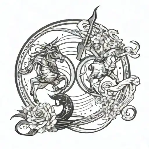 Sagittarius vs Capricorn symbol tattoo design idea
