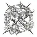 Sagittarius vs Capricorn symbol tattoo design idea