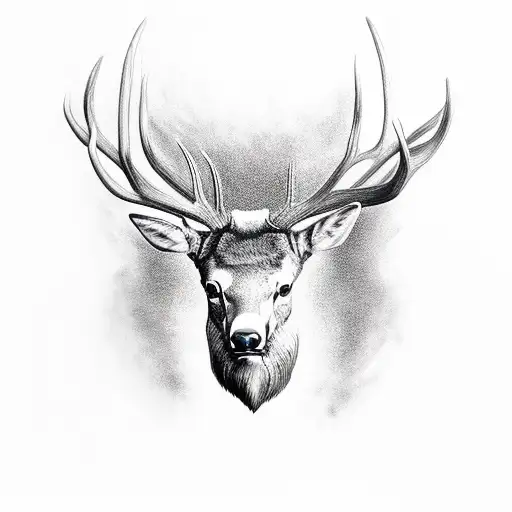 elk head  tattoo design idea