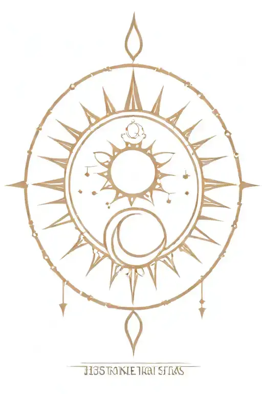 isis phoenix sun and moon phases tattoo design idea