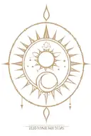 isis phoenix sun and moon phases tattoo design idea