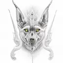 Anubis with scale with heart and Feder  tattoo design idea