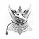 Anubis with scale with heart and Feder  tattoo design idea