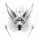 Anubis holding scale with heart and Feder  tattoo design idea