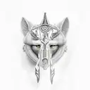 Anubis holding scale with heart and Feder  tattoo design idea