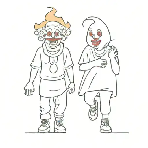 $uicideboys type koko the clown and dancing ghost tattoo design idea