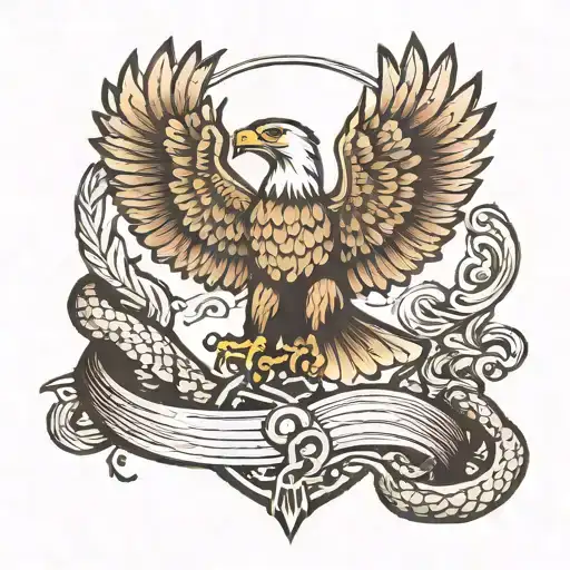 eagle and snake fight tattoo design idea