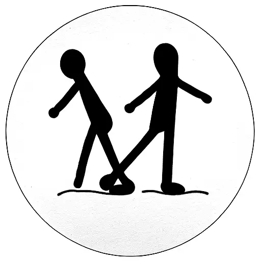 Stick figure man without head, holding another head in his hands, no face tattoo design idea