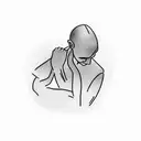 Little stick figure man holding his head in his hands. his head is seperated from the body tattoo design idea