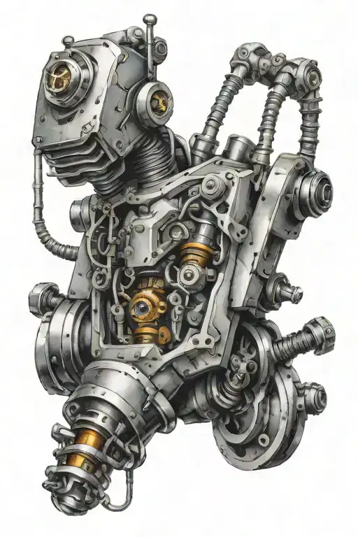 Hydraulic robot tattoo design with intricate detailing and mechanical parts tattoo design idea