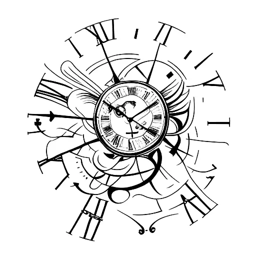 melting clock tattoo design idea
