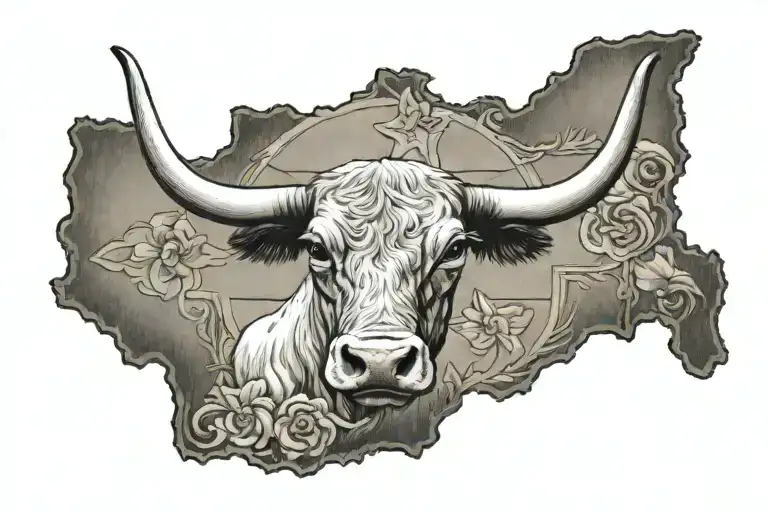 State of Texas, with Longhorn and Cross tattoo tattoo design idea