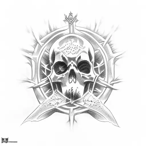 death before dishonor hidden in crown of thorns tattoo design idea