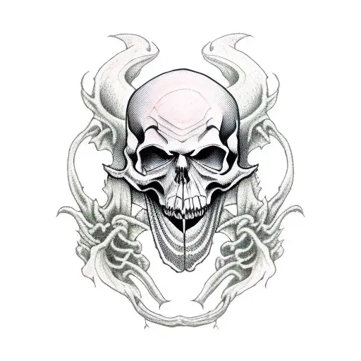 grim reaper with rotting skull half sleeve tattoo design idea