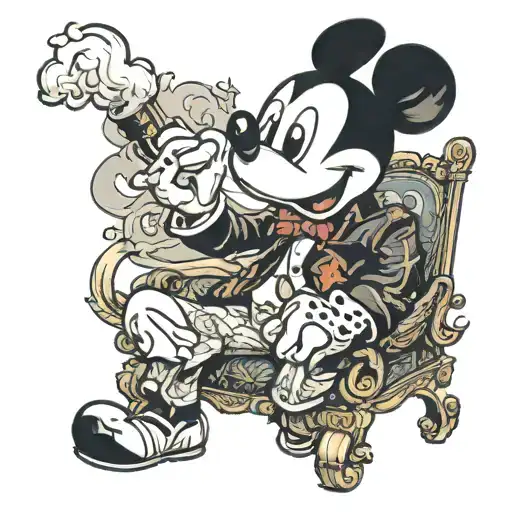 Mickey Mouse smoking  tattoo design idea