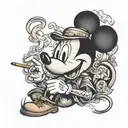 Mickey Mouse smoking  tattoo design idea