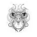 face women snake and taurus tattoo design idea