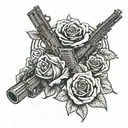 sons of anarchy symbol with roses growing around and also with guns  tattoo design idea
