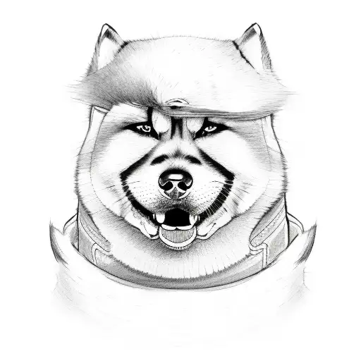 A detailed sketch of an American Akita wearing boxing gloves and standing in a fighting stance tattoo design idea