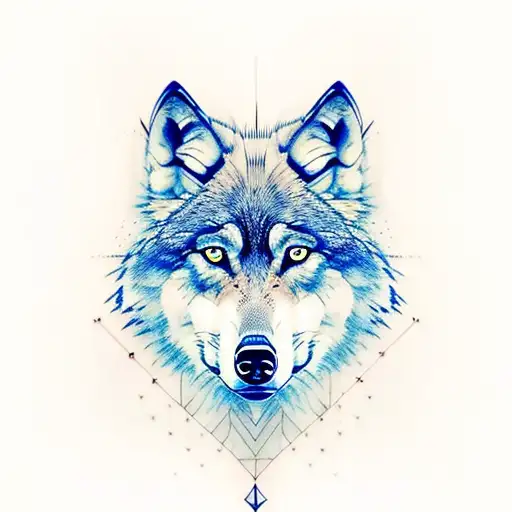 Wolf with shaka of virgo tattoo design idea