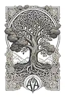 tree of life oak with the letter A tattoo design idea