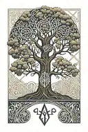 tree of life oak with the letter A tattoo design idea