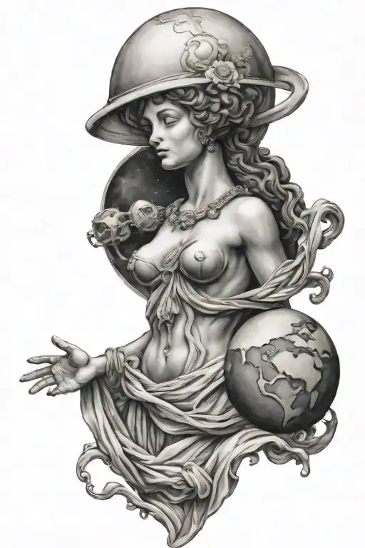 Venus de Milo in front of the planet Mars  tattoo design idea