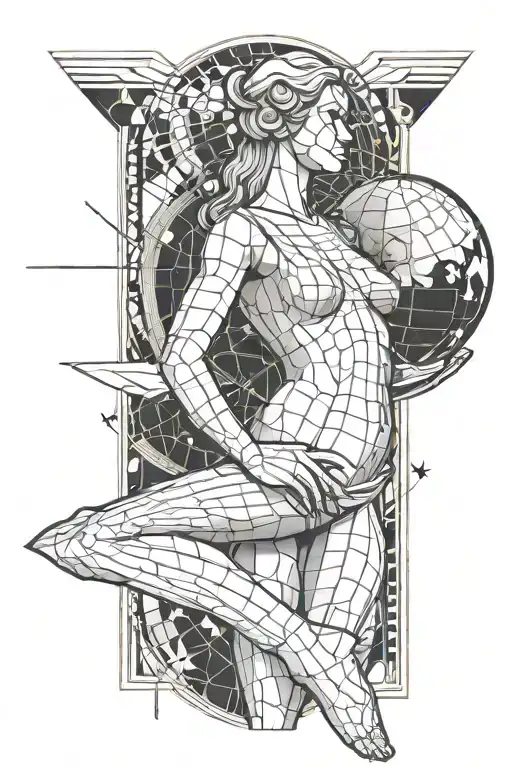 Venus de Milo in front of the planet Mars  tattoo design idea