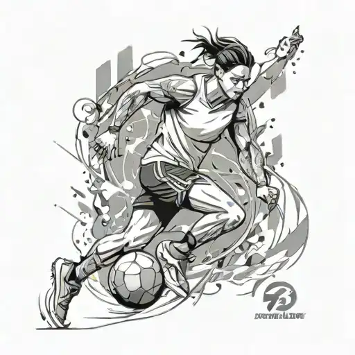 Lower Thigh/Knee Area: 	•	Depict the training field or a player running drills, showing your dedication to practice. Thi tattoo design idea