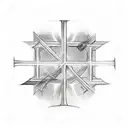 3 Crosses (each say God first in 3 different langauages, the text wraps around the crosses, arabic, turkish, english  tattoo design idea