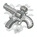 Combine a vintage car and a gun in a blackwork tattoo to represent your dominance and influence in the underworld tattoo design idea