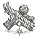 Combine a vintage car and a gun in a blackwork tattoo to represent your dominance and influence in the underworld tattoo design idea