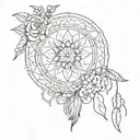 Create a black and white bohemian and wiccan style tattoo for the hand tattoo design idea