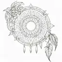 Create a black and white bohemian and wiccan style tattoo for the hand tattoo design idea