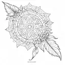 Create a black and white bohemian and wiccan style tattoo for the hand tattoo design idea