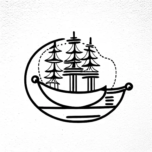 Elephant compass ship  tattoo design idea