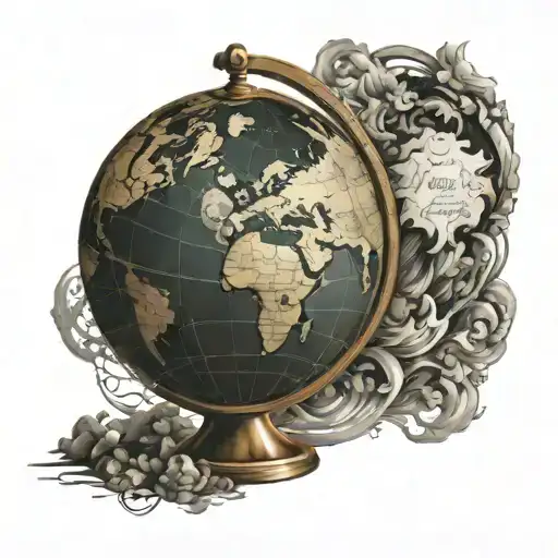 World globe symbolizing one truth and one lie  tattoo design idea
