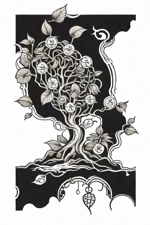 A money tree surrounded tattoo design idea