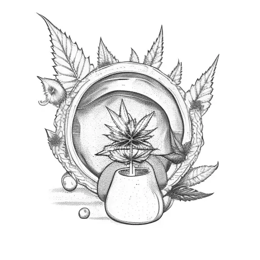 hemp with mushrooms tattoo design idea