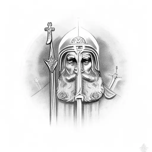 saint paul with bibel and sword tattoo design idea