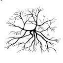 A skeletal tree with roots shaped like neurons tattoo design idea