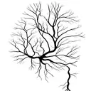 A skeletal tree with roots shaped like neurons tattoo design idea